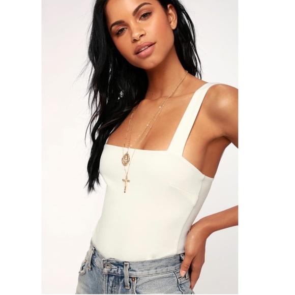 Lulus Basics Symbolize White Sleeveless Bodysuit - Picture 2 of 10